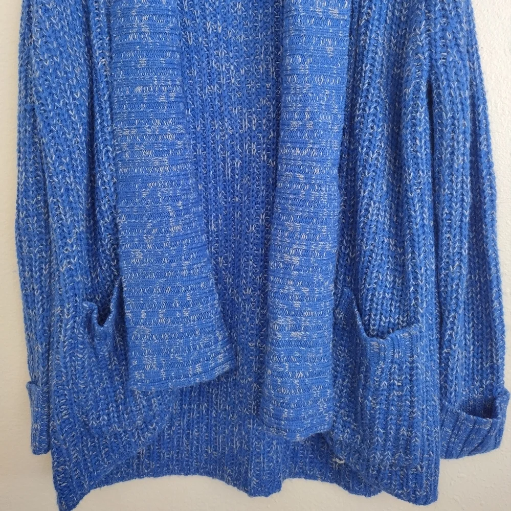Michael Stars Bright Royal Blue Cream Open Cardigan Sweater With Pockets